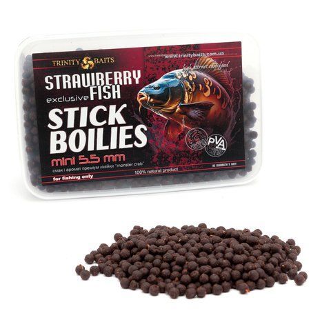 Стік-міні бойли 5,5мм. STRAWBERRY FISH 500г 01803 фото